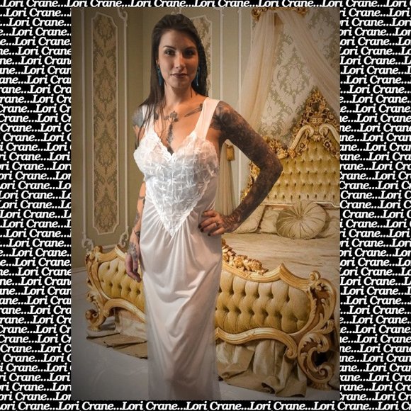 Long White Gown and Gossamer Robe Bridal Set - Picture 12 of 15